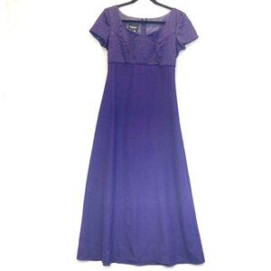 Vintage Purple Empire Waist Ball Gown Dress 6P Babydoll Beaded Prom Von Bramlett